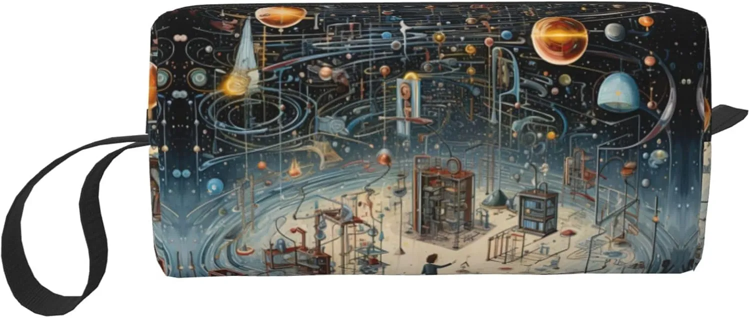 Physics Print print Travel Toiletry Pouch, Pencil Bag Canvas Makeup Bags, Multi-Purpose Cosmetic Bags with Zipper