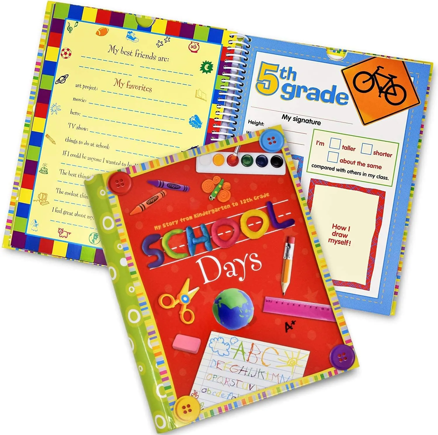 PI Kids School Memory Book Album Keepsake Scrapbook Photo Kids Memories from Preschool Through 12th Grade with Pockets for Storage Portfolio   Bonus 12 Slots to Paste Pictures - of School Pictures