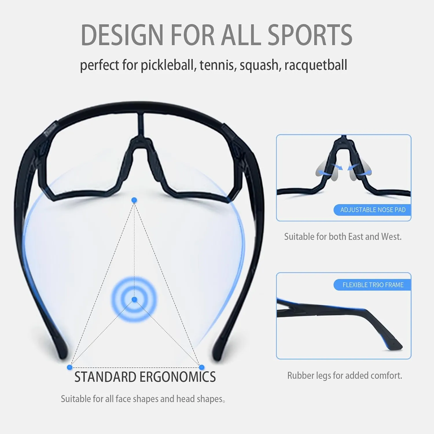 Pickleball Glasses for Women Teens Protective Eyewear Safety ANSI Z87.1 Tennis Squash Racquetball Goggles