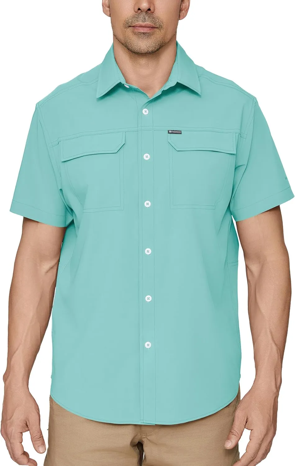 PIQIDIG Men's UPF 50  Sun Protection Shirt Short Sleeve Hiking Fishing Shirt Quick Dry for Safari Travel Button Down Shirts