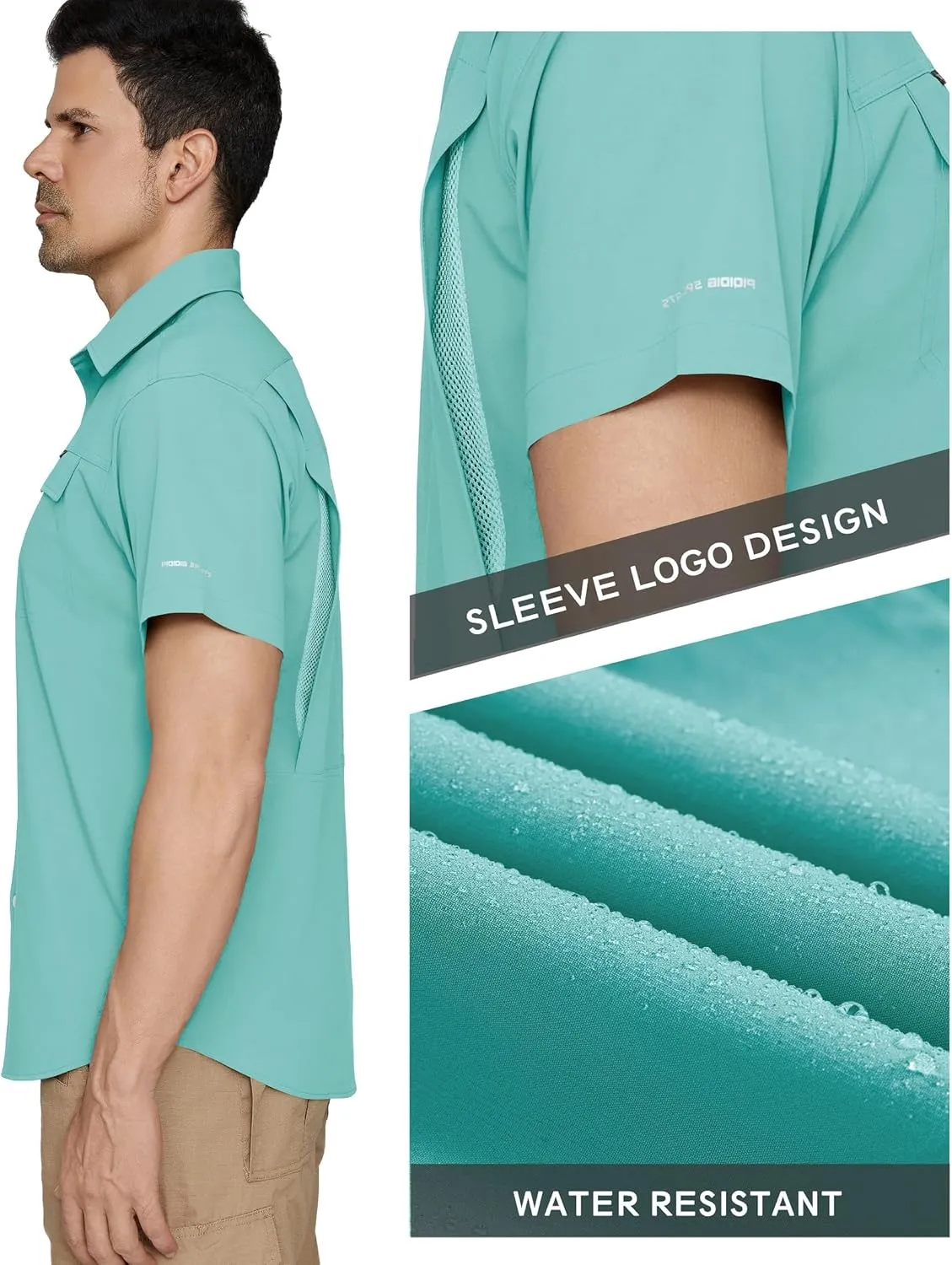 PIQIDIG Men's UPF 50  Sun Protection Shirt Short Sleeve Hiking Fishing Shirt Quick Dry for Safari Travel Button Down Shirts