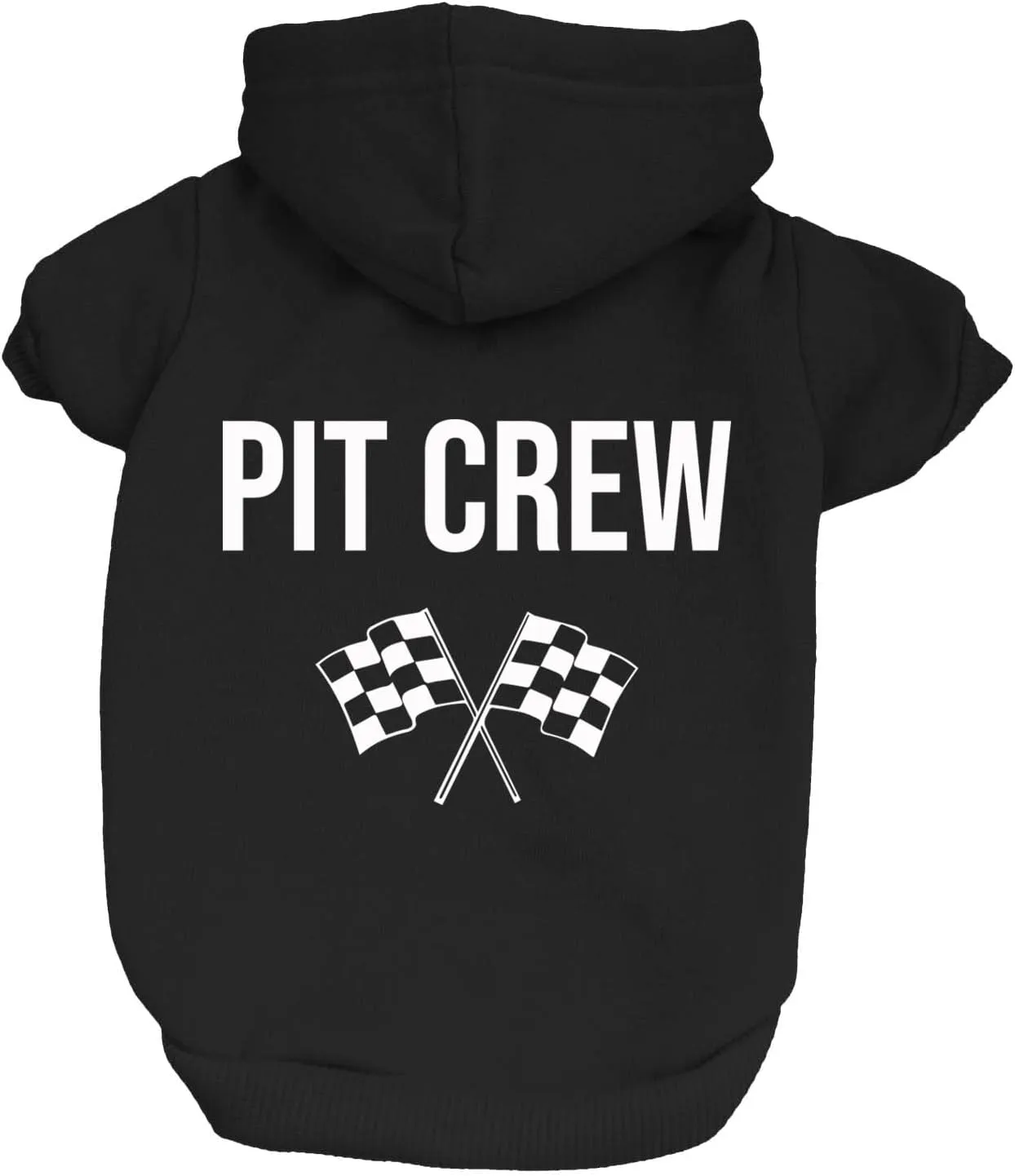 Pit Crew Dog Hoodie Fleece Lined Pullover Sweatshirt with Leash Hole (Black, 4X-Large 49)