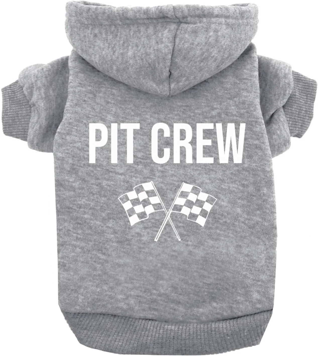 Pit Crew Dog Hoodie Fleece Lined Pullover Sweatshirt with Leash Hole (Grey, 4X-Large 49)