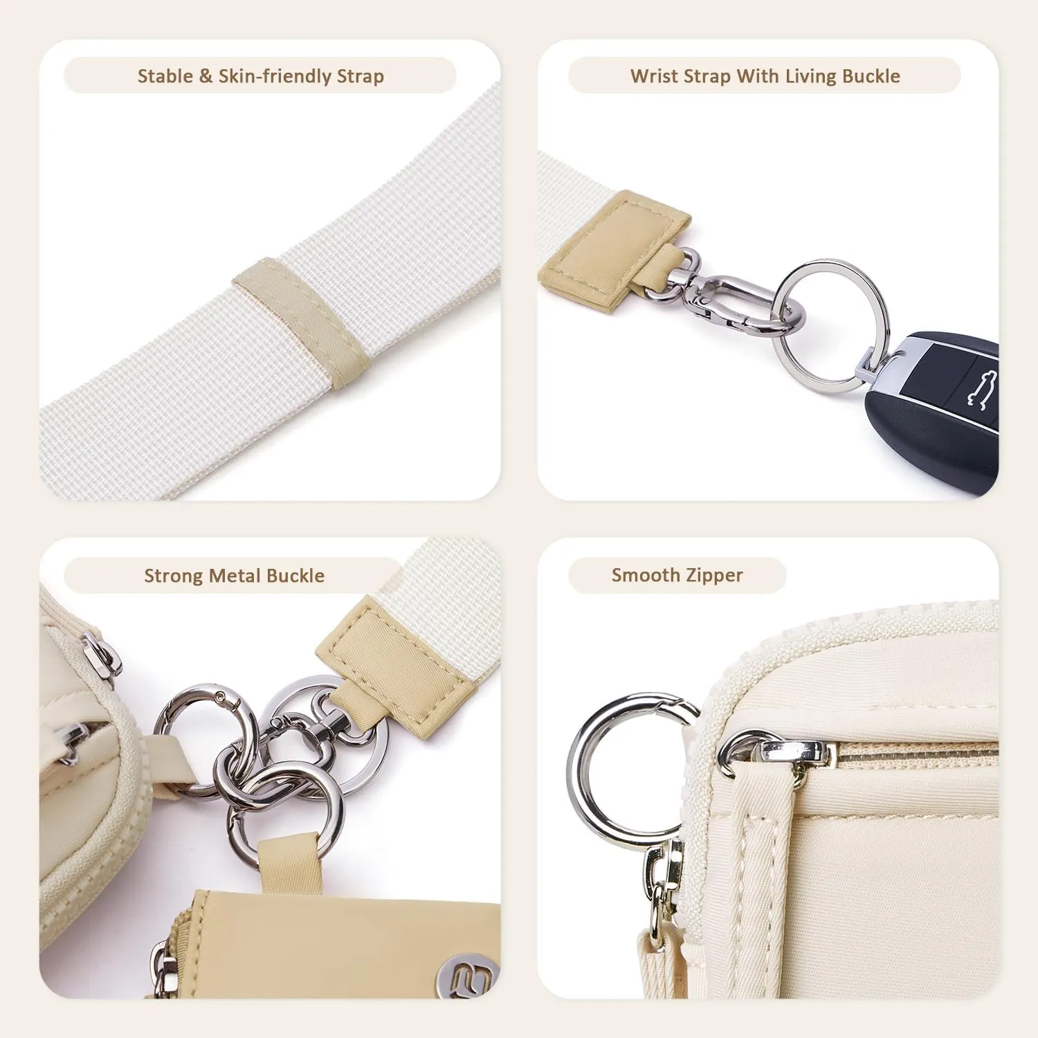 POIUGOYA Nylon Wristlet Wallets, Dual Pouch Keychain Wristlet Wallet, RFID Small Wallet With Coin Pouch,ID Window For Travel
