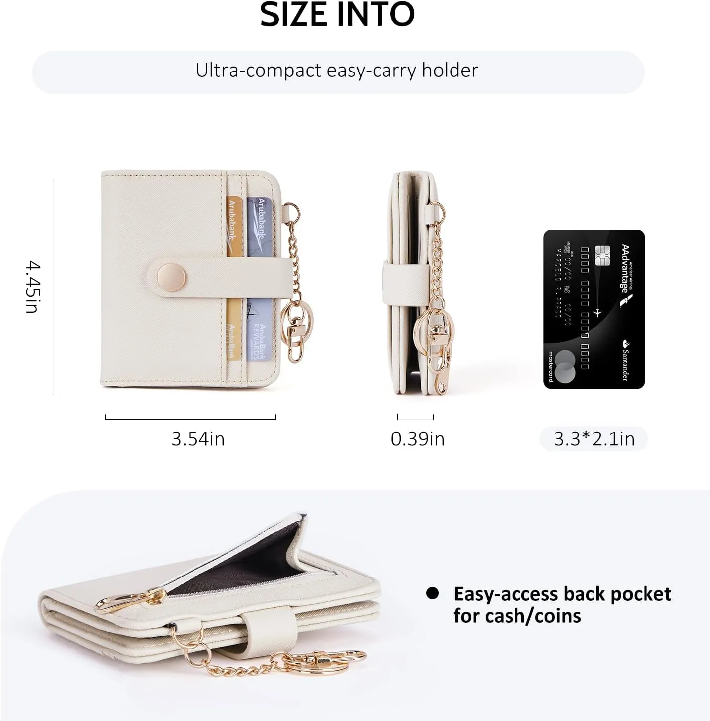 POIUGOYA Slim Wallet for Women,RFID Blocking Bifold Credit Card Holder with Zipper Coin Pocket,ID Window,Keychain