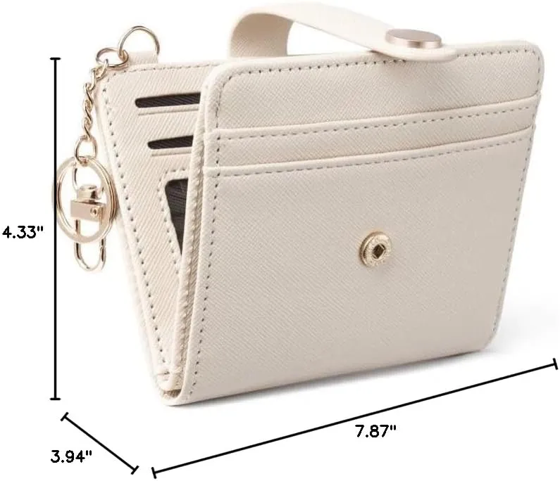 POIUGOYA Slim Wallet for Women,RFID Blocking Bifold Credit Card Holder with Zipper Coin Pocket,ID Window,Keychain