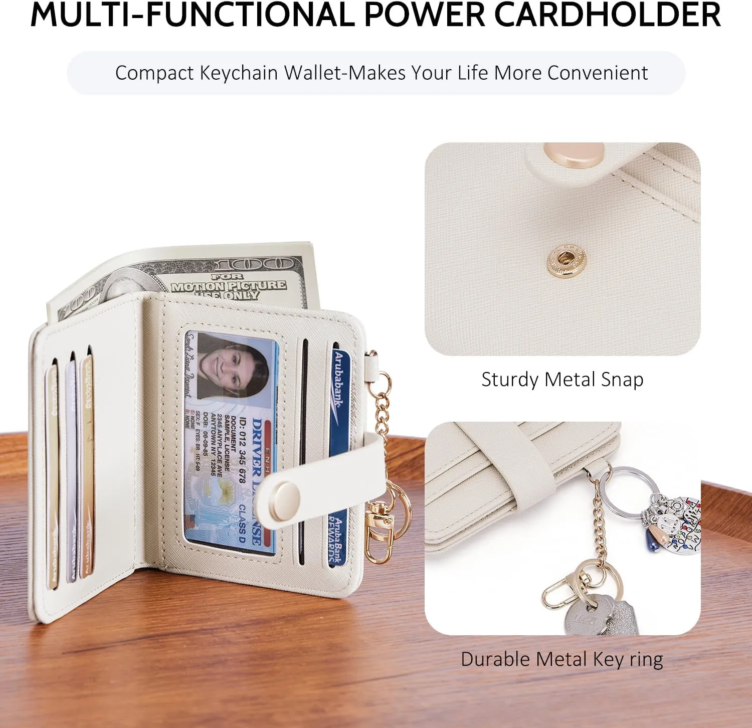 POIUGOYA Slim Wallet for Women,RFID Blocking Bifold Credit Card Holder with Zipper Coin Pocket,ID Window,Keychain