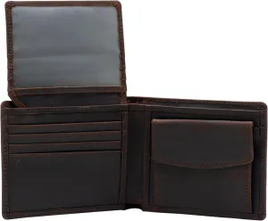 POKOFO RFID Blocking Genuine Leather Bifold Wallet for Men with Zipper and Coin Pocket