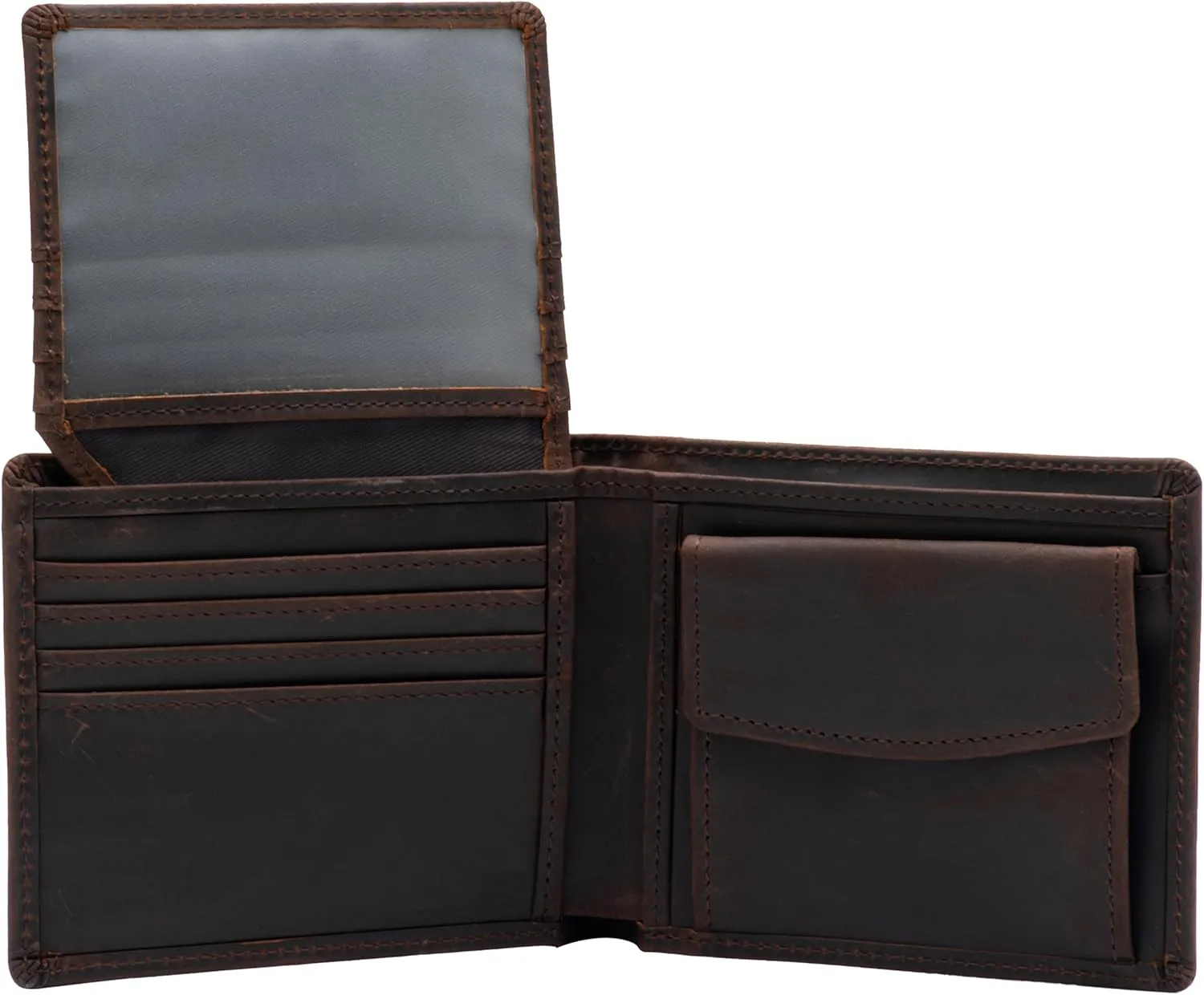 POKOFO RFID Blocking Genuine Leather Bifold Wallet for Men with Zipper and Coin Pocket