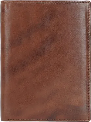 Polare Slim RFID Blocking Leather Passport Holder Travel Bifold Wallet For Men (Coffee)