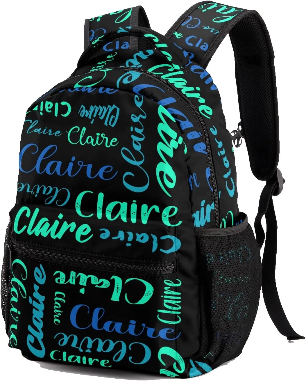Polyester Custom Bookbag with Name Text Elementary Kids Boys Girls Personalized School Backpack Customize Book Bag, Stylish, Waterproof, Unique, Adjustable Shoulder Straps, 1 Pack