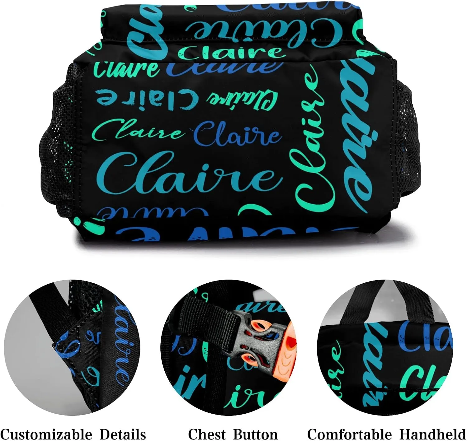 Polyester Custom Bookbag with Name Text Elementary Kids Boys Girls Personalized School Backpack Customize Book Bag, Stylish, Waterproof, Unique, Adjustable Shoulder Straps, 1 Pack