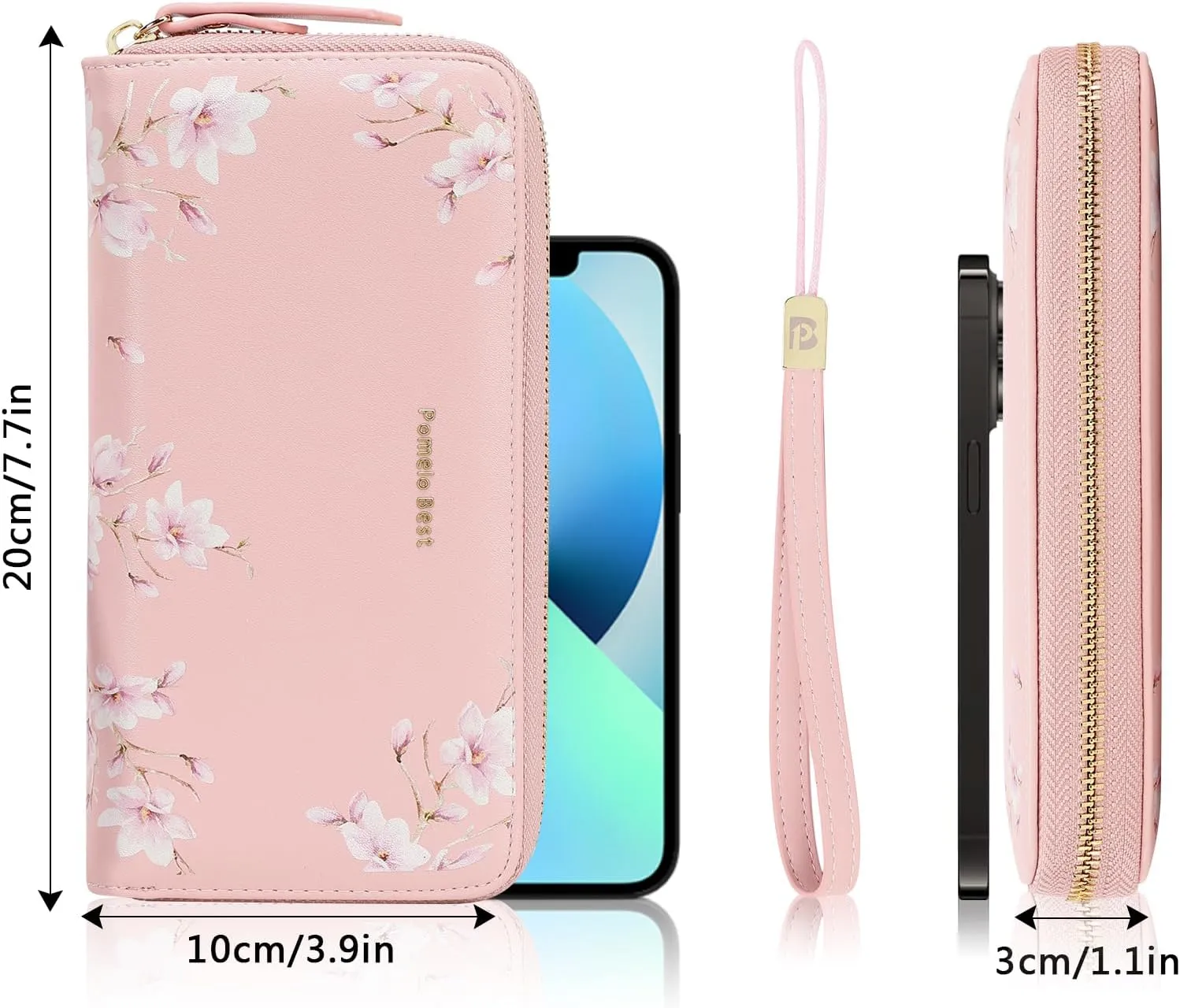 Pomelo Best Womens Wallet RFID Blocking Leather Multi Credit Card Large Capacity Zip Around Wallet Clutch Wristlet Travel Long Purse for Women Pink