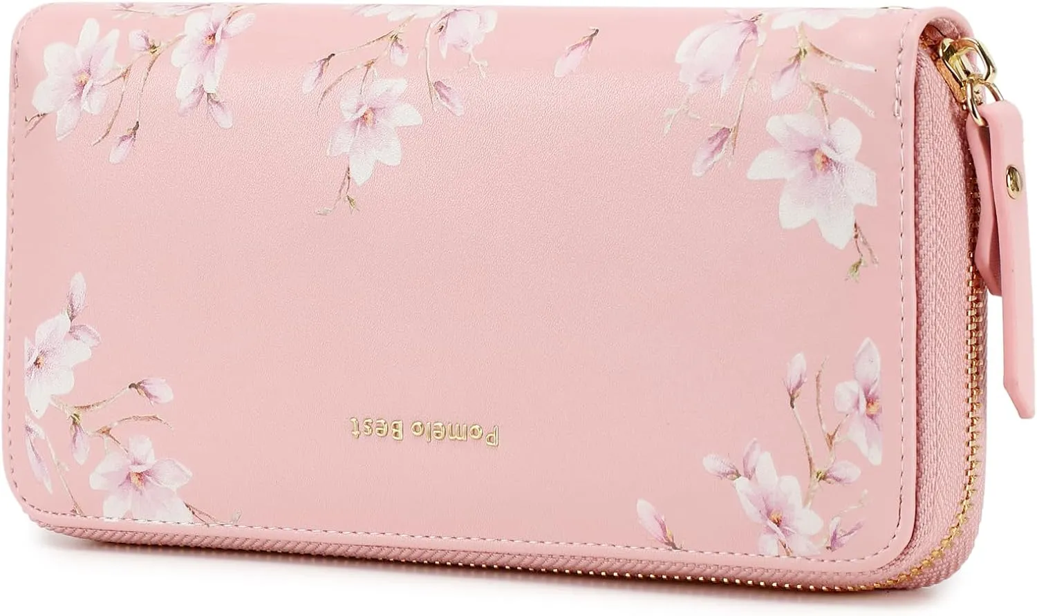 Pomelo Best Womens Wallet RFID Blocking Leather Multi Credit Card Large Capacity Zip Around Wallet Clutch Wristlet Travel Long Purse for Women Pink