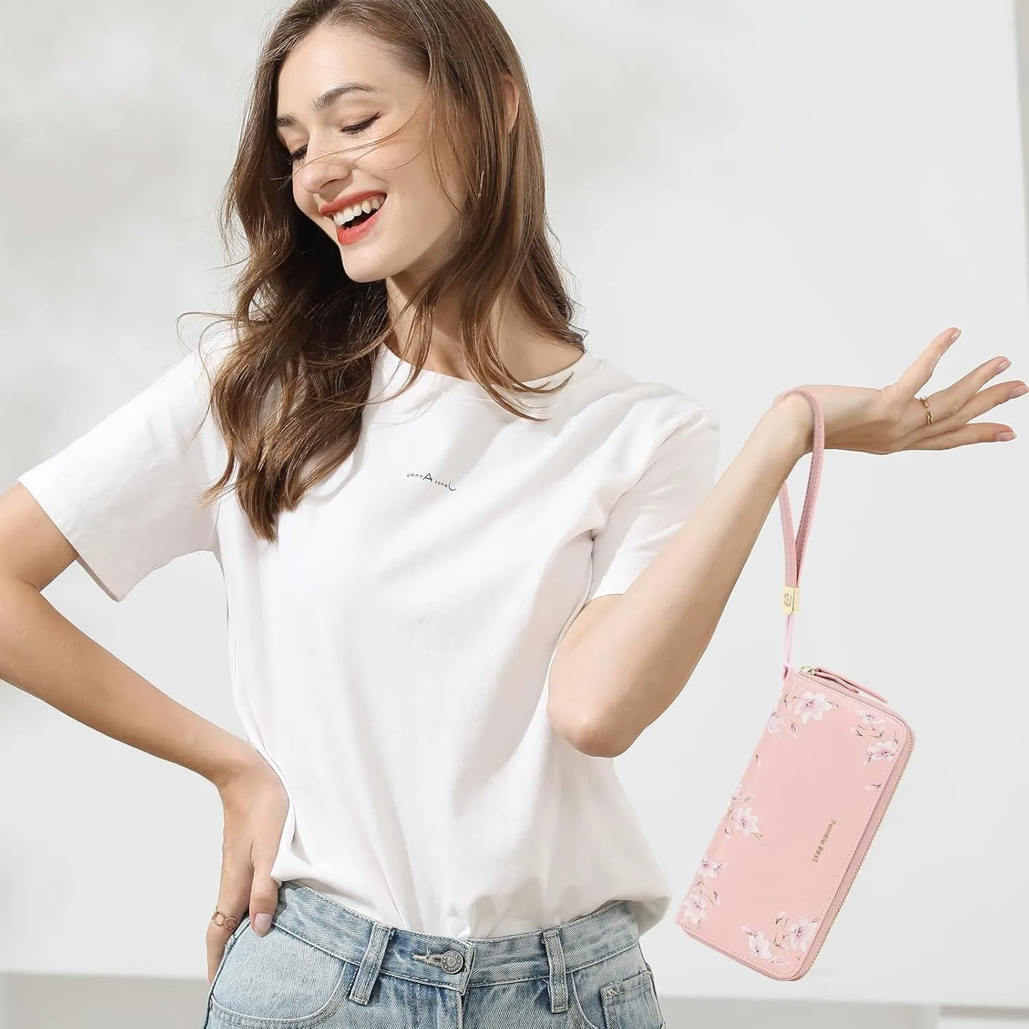 Pomelo Best Womens Wallet RFID Blocking Leather Multi Credit Card Large Capacity Zip Around Wallet Clutch Wristlet Travel Long Purse for Women Pink