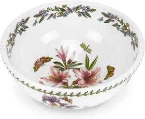 Portmeirion Botanic Garden 11-inch Salad Bowl, Azalea Motif - Durable Earthenware Serving Bowl, Chip-Resistant, Multi-Purpose Large Tableware - Lightweight Bowl for Everyday Use