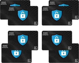 Premium NFC & RFID Blocking Card - 8 Pack | Premium Contactless NFC Credit Debit Card Passport Protector Blocker Set for Men & Women, Elegant Slim Design Perfectly fits in Wallet/Purse