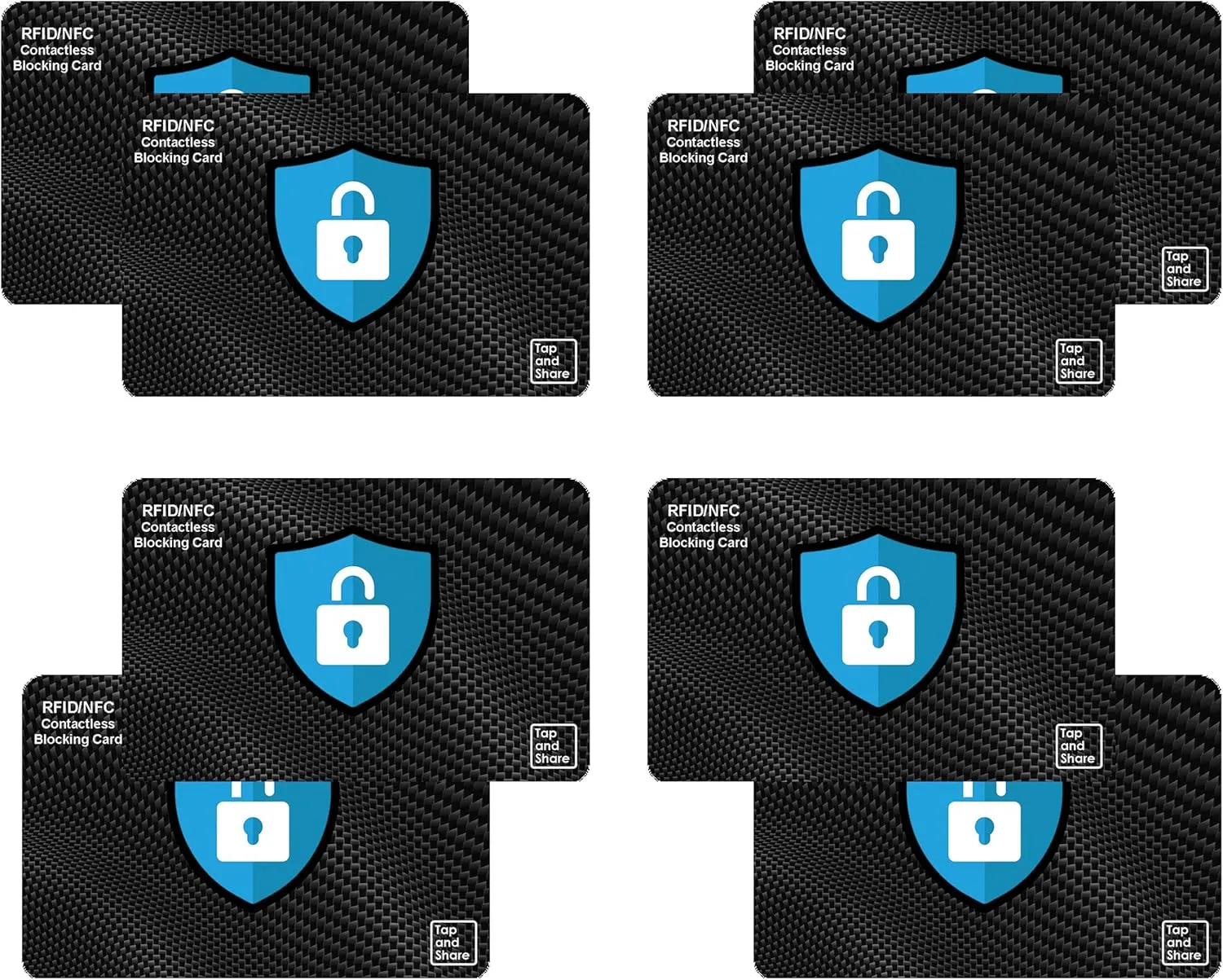 Premium NFC & RFID Blocking Card - 8 Pack | Premium Contactless NFC Credit Debit Card Passport Protector Blocker Set for Men & Women, Elegant Slim Design Perfectly fits in Wallet/Purse