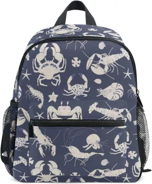 Preschool Backpack Lobsters Crabs Toddler School Book Bag for Girls Boys Kids Kindergarten Travel Bag