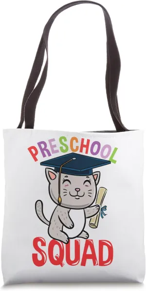 Preschool Squad Cat Back To School Tote Bag