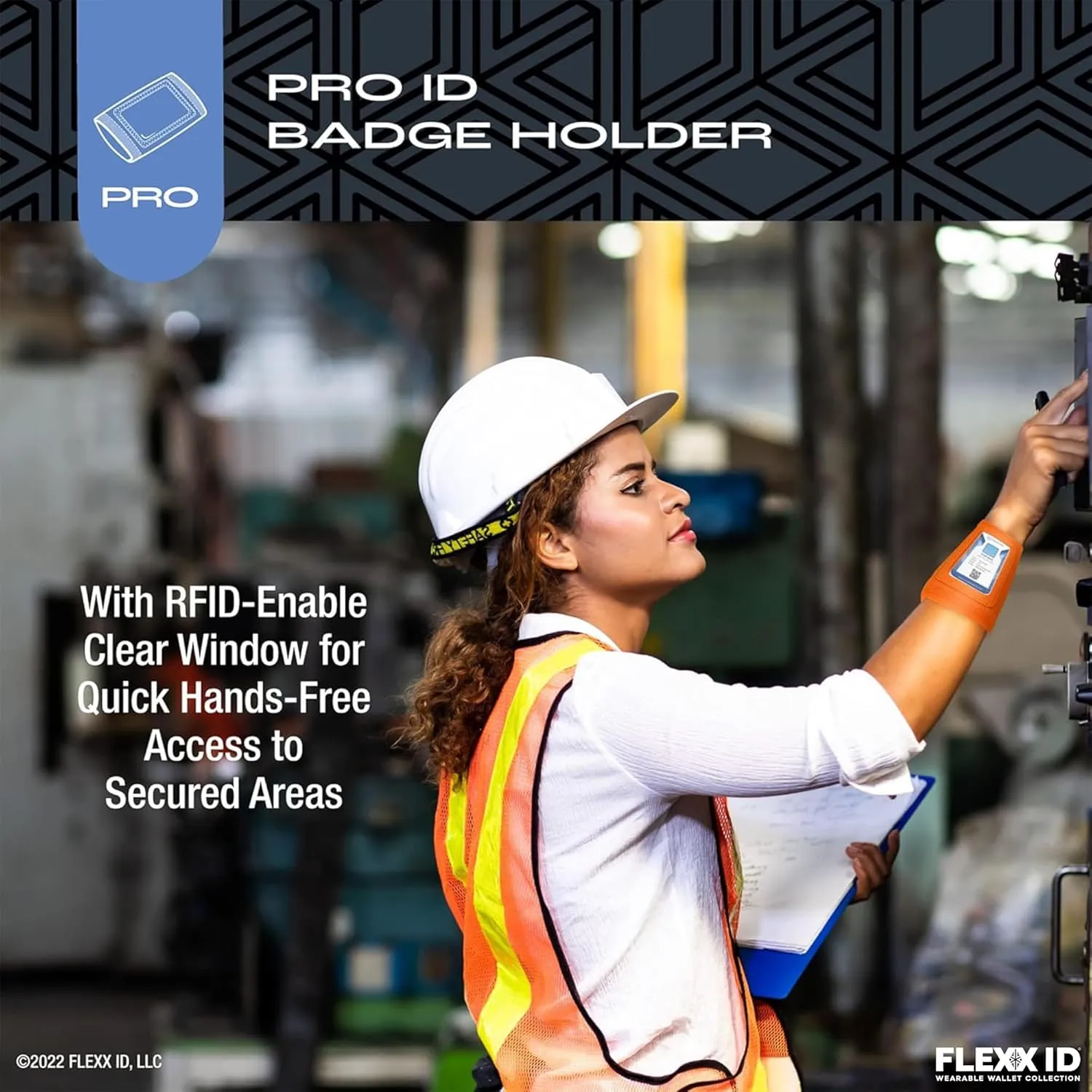 PRO Secure RFID-Enabled Clear Window Arm Badge Holder Wallet with Velcro Pocket - Quick Hands-Free Access for Secured Areas - Ski Pass Holder - Ideal for Work, Gym, Travel - Blue
