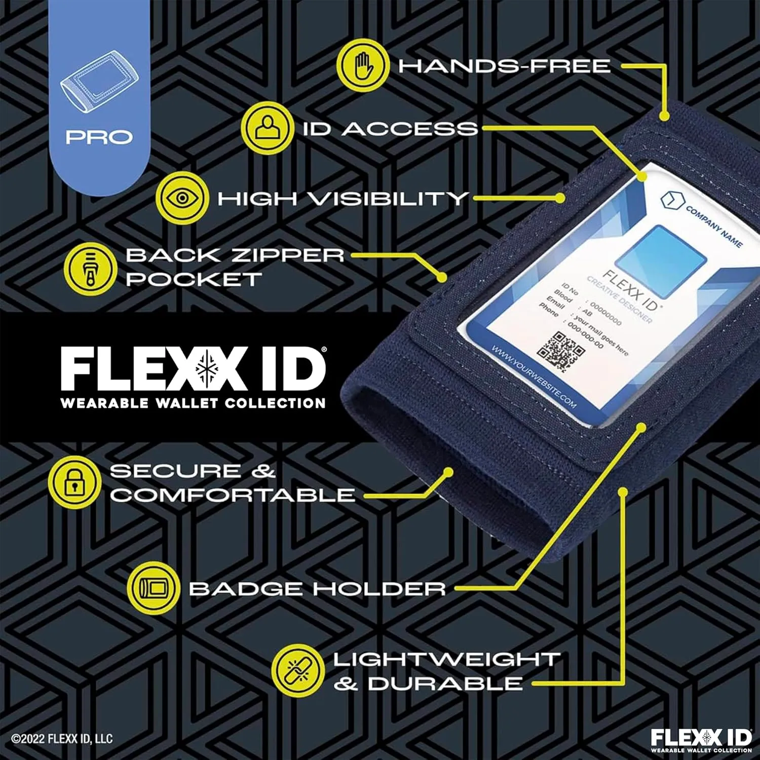 PRO Secure RFID-Enabled Clear Window Arm Badge Holder Wallet with Velcro Pocket - Quick Hands-Free Access for Secured Areas - Ski Pass Holder - Ideal for Work, Gym, Travel - Blue