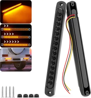 PSEQT 10" LED Trailer Tail Identification Lights Bar Amber Led Turn Signal Light Clearance Rear Marker Lights Assembly Trailer Lighting Strip Waterproof for Pickup Golf Cart Offroad Truck RV UTV, 2Pcs