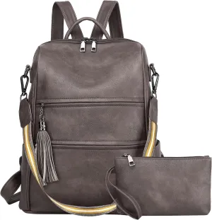 PU Leather Backpack Purse for Women, Multipurpose Design Shoulder Bag Handbags Convertible Fashion Travel bag with Wristlet