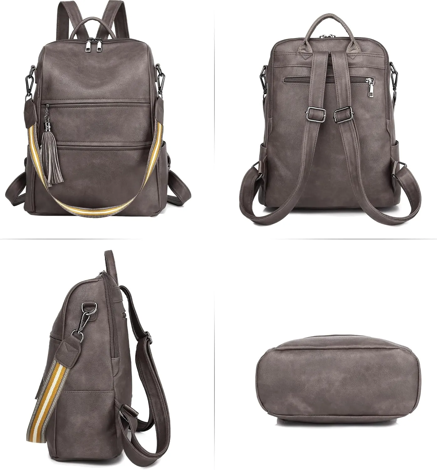 PU Leather Backpack Purse for Women, Multipurpose Design Shoulder Bag Handbags Convertible Fashion Travel bag with Wristlet