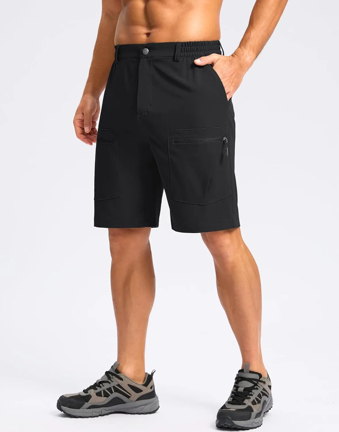 Pudolla Men's Hiking Cargo Shorts 9" Lightweight Stretch Travel Work Shorts for Men Outdoor Casual with 5 Pockets