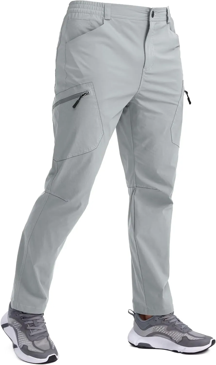 Pudolla Men's Lightweight Hiking Pants with 7 Pockets Quick Dry Water Resistant Fishing Travel Pants