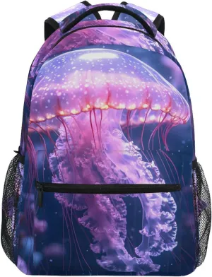 Purple Jellyfish Backpack 3rd 4th 5th Grade School Bookbag Travel Laptop Daypack Bag Purse for Boys Girls Teens