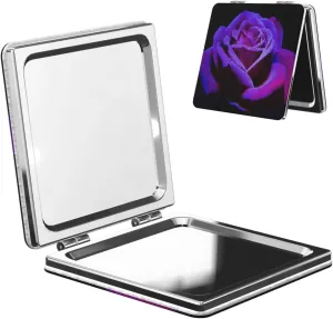 Purple Rose Water Drops Women Small Pocket Mirror Travel Cosmetic Mirror Folding Handheld Makeup Mirror
