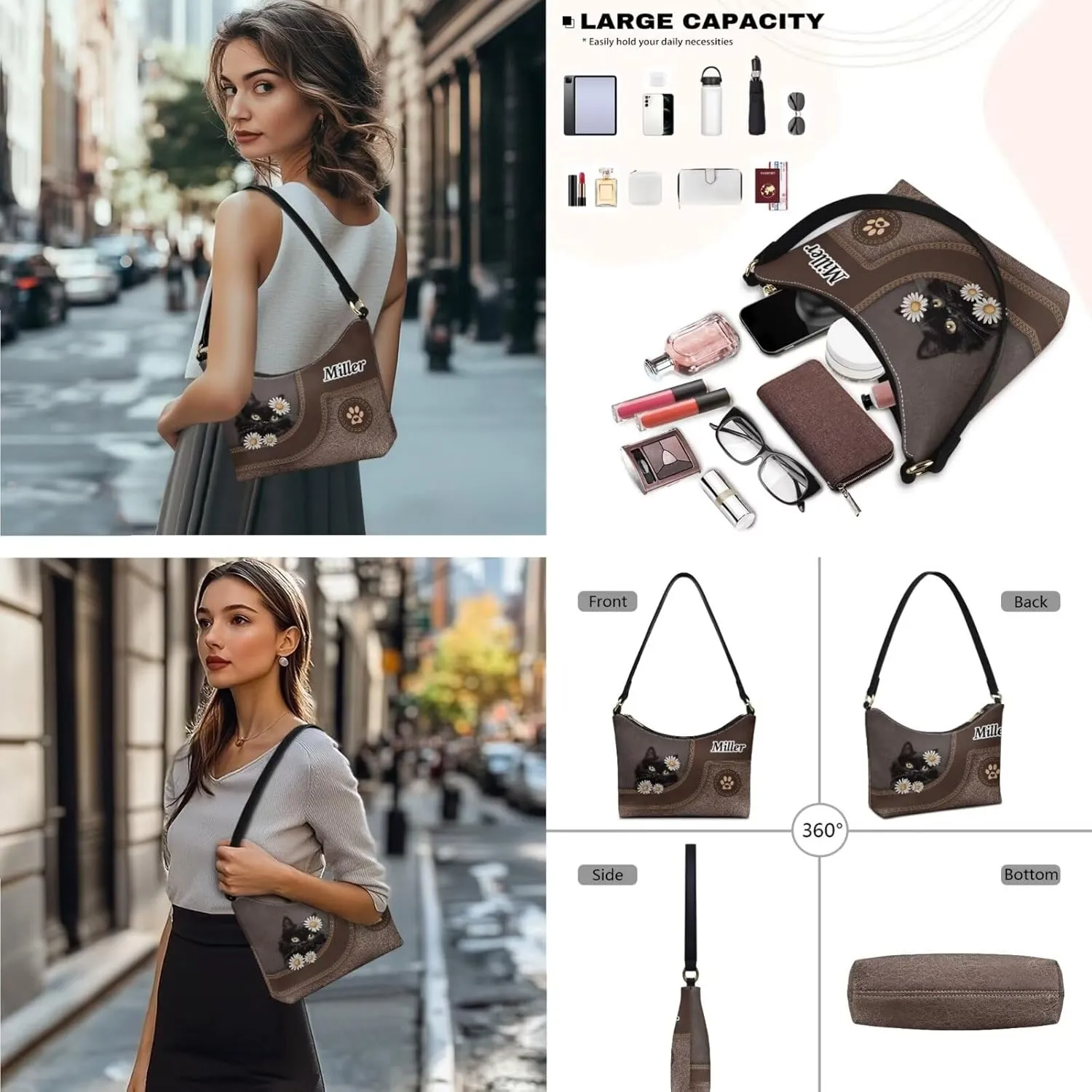 Purse and Wallet Set for Women Lightweight Underarm Purse Hobo Bag Shoulder Bag with Leather Wallet for Women Lady