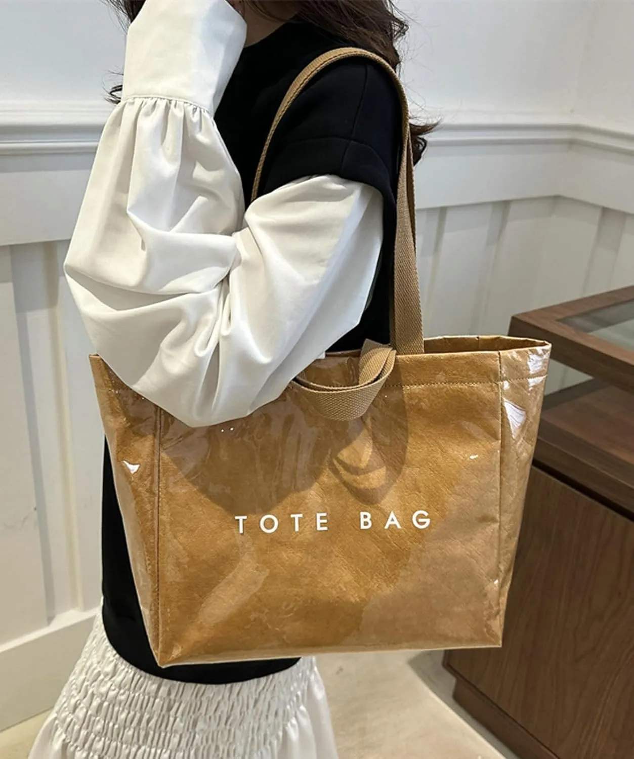 PVC Tote Bag Women Jelly Waterproof Purse Large Shoulder Bag Casual Handbag Work College Travel Commute Daily Use