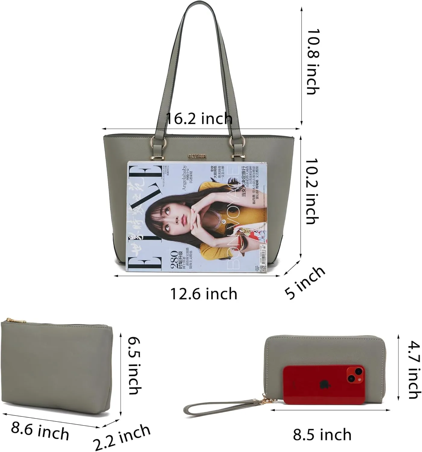Qiyuer Women Purses Handbags Wallet Sets Shoulder Bags Top Handle Satchel Tote Purse Work Bag Set With Matching Wallet 3pcs