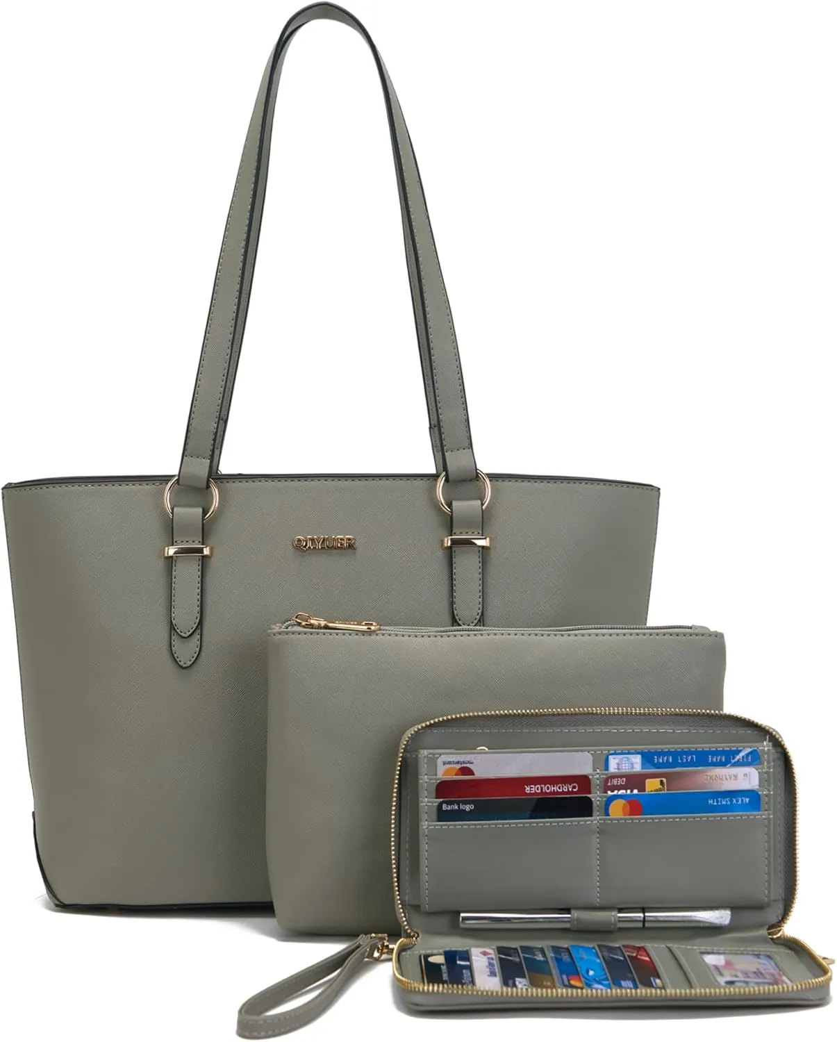 Qiyuer Women Purses Handbags Wallet Sets Shoulder Bags Top Handle Satchel Tote Purse Work Bag Set With Matching Wallet 3pcs