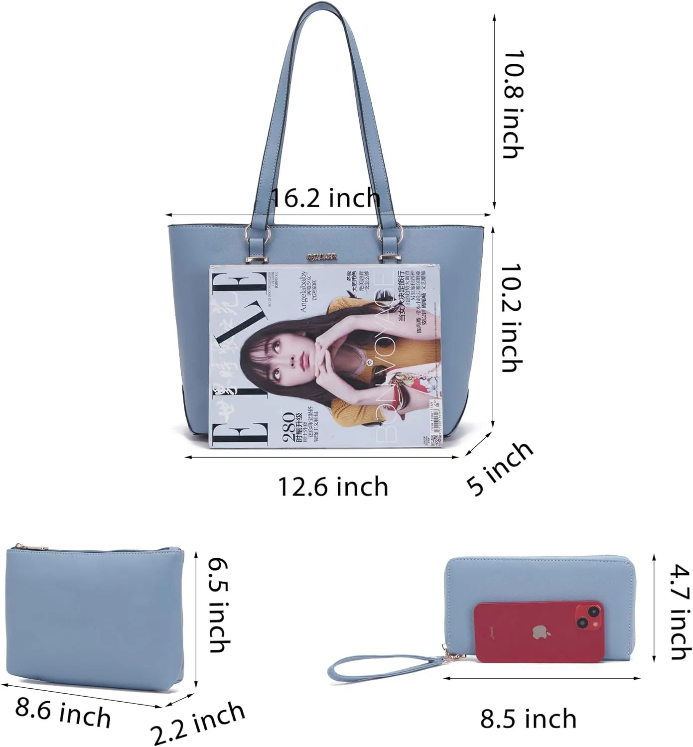 Qiyuer Women Purses Handbags Wallet Sets Shoulder Bags Top Handle Satchel Tote Purse Work Bag Set With Matching Wallet 3pcs