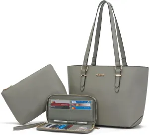 Qiyuer Women Purses Handbags Wallet Sets Shoulder Bags Top Handle Satchel Tote Purse Work Bag Set With Matching Wallet 3pcs