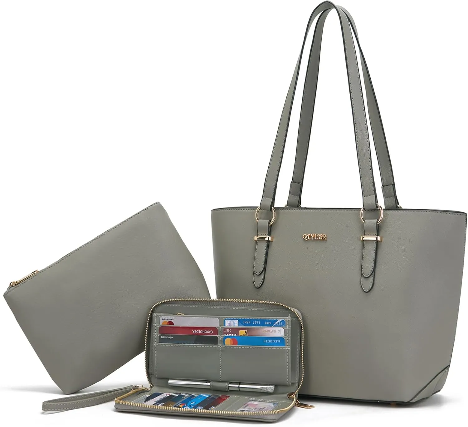 Qiyuer Women Purses Handbags Wallet Sets Shoulder Bags Top Handle Satchel Tote Purse Work Bag Set With Matching Wallet 3pcs