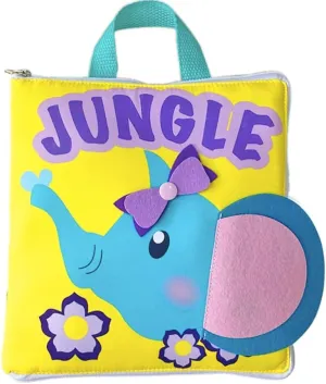 Quiet Book for Toddler - Montessori Kids Quiet Book for Girl & Boy - Activity Travel Toddler Busy Book -Jungle Theme Fabric Book Preschool Educational Toy with Sensory Activities(Jungle)