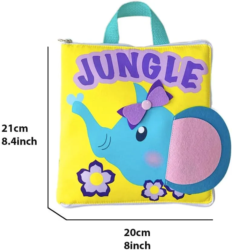 Quiet Book for Toddler - Montessori Kids Quiet Book for Girl & Boy - Activity Travel Toddler Busy Book -Jungle Theme Fabric Book Preschool Educational Toy with Sensory Activities(Jungle)