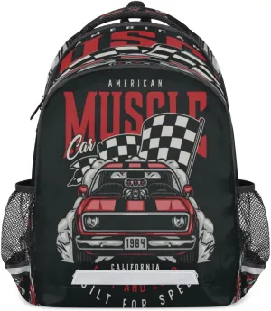 Racing Car Retro Backpack for Boys Girls Kids Schoolbag Children School Bookbag,Women Men Casual Daypack Students College Bookbags Travel Bags