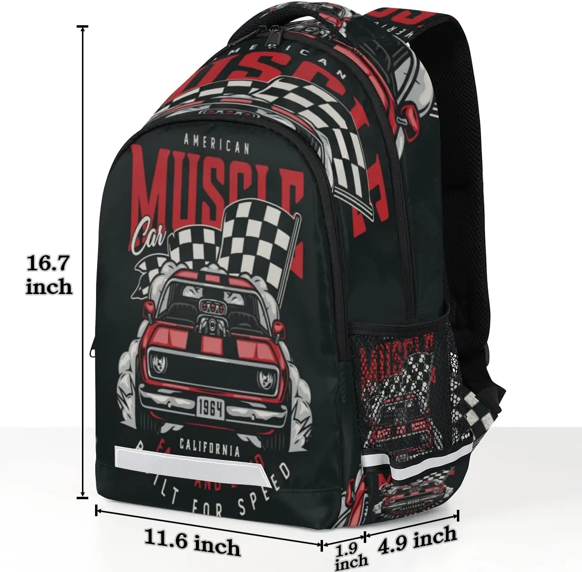 Racing Car Retro Backpack for Boys Girls Kids Schoolbag Children School Bookbag,Women Men Casual Daypack Students College Bookbags Travel Bags