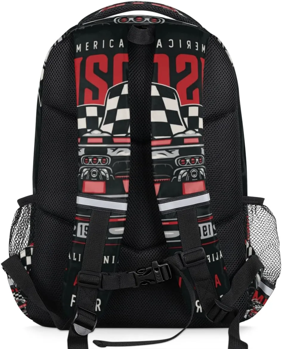 Racing Car Retro Backpack for Boys Girls Kids Schoolbag Children School Bookbag,Women Men Casual Daypack Students College Bookbags Travel Bags