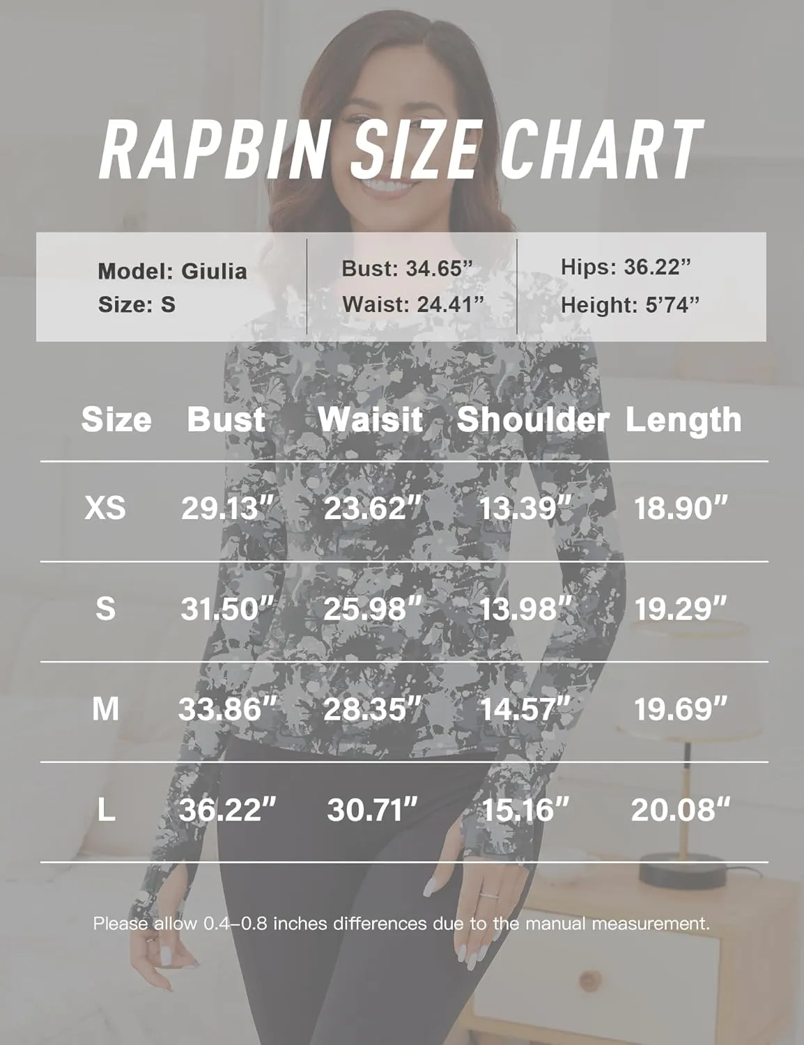 Rapbin Thermal Shirts for Women Long Sleeve Tops Ladies Fleece Undershirt for Winter Cold Weather with Thumb Holes XS-L