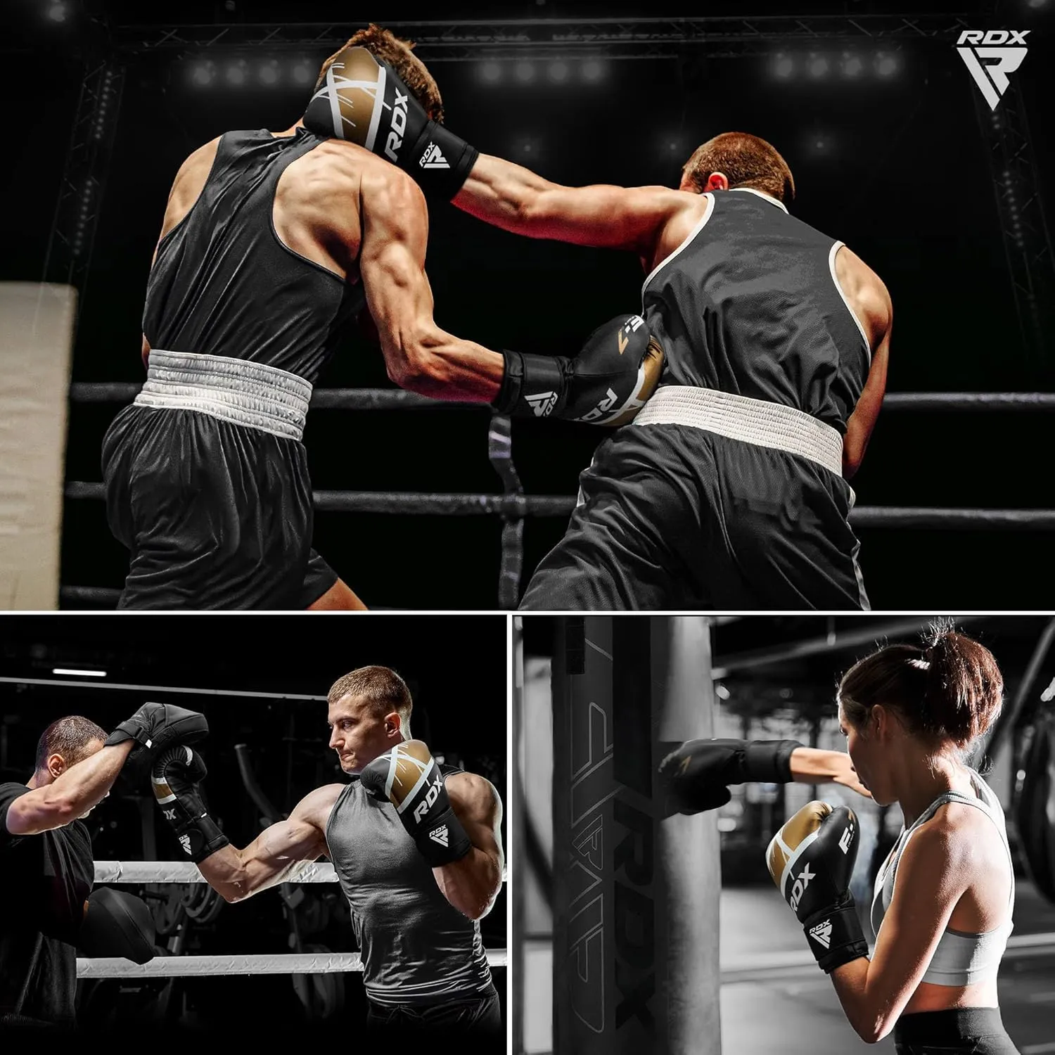 RDX Boxing Gloves EGO, Sparring Muay Thai Kickboxing MMA Heavy Training Mitts, Maya Hide Leather, Ventilated, Long Support, Punching Bag Workout Pads, Men Women Adult 8 10 12 14 16 oz