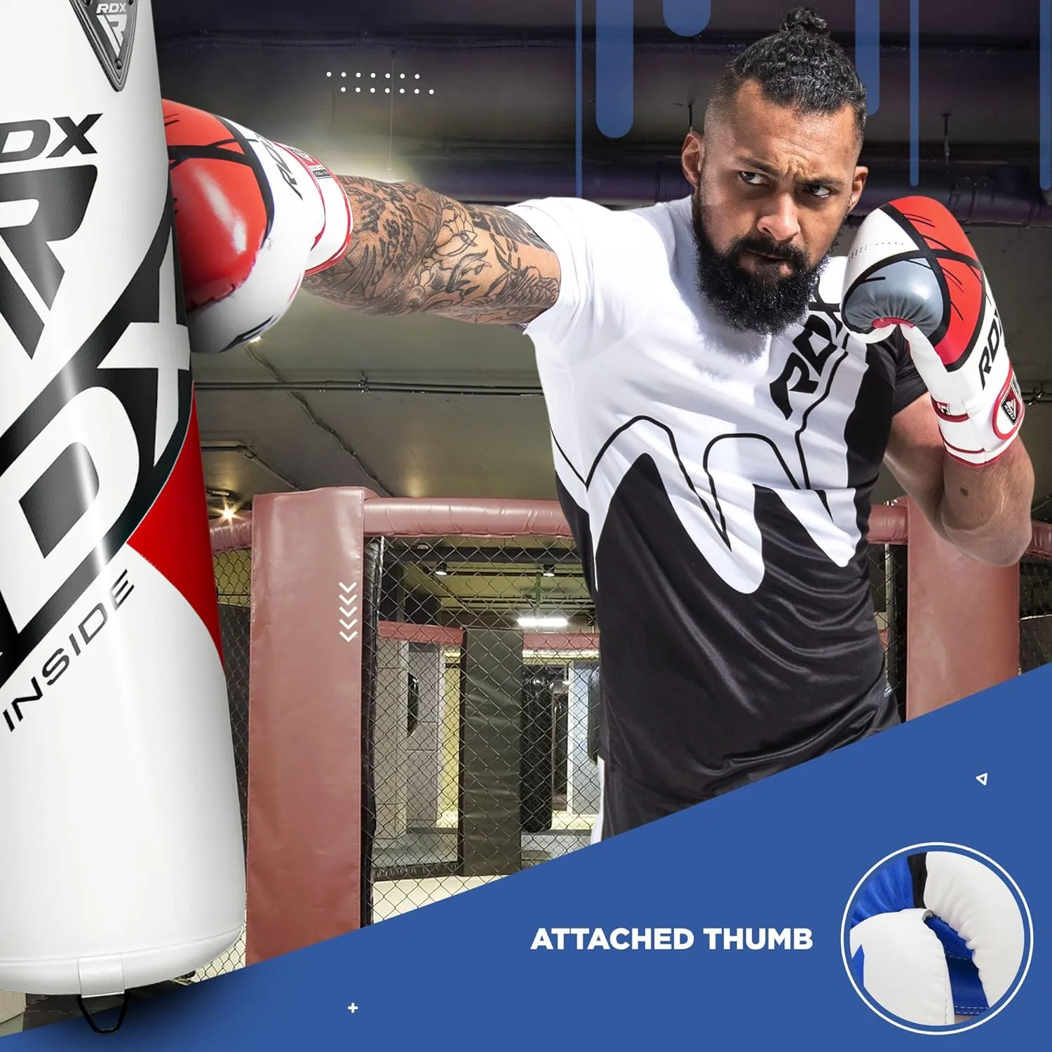 RDX Boxing Gloves EGO, Sparring Muay Thai Kickboxing MMA Heavy Training Mitts, Maya Hide Leather, Ventilated, Long Support, Punching Bag Workout Pads, Men Women Adult 8 10 12 14 16 oz