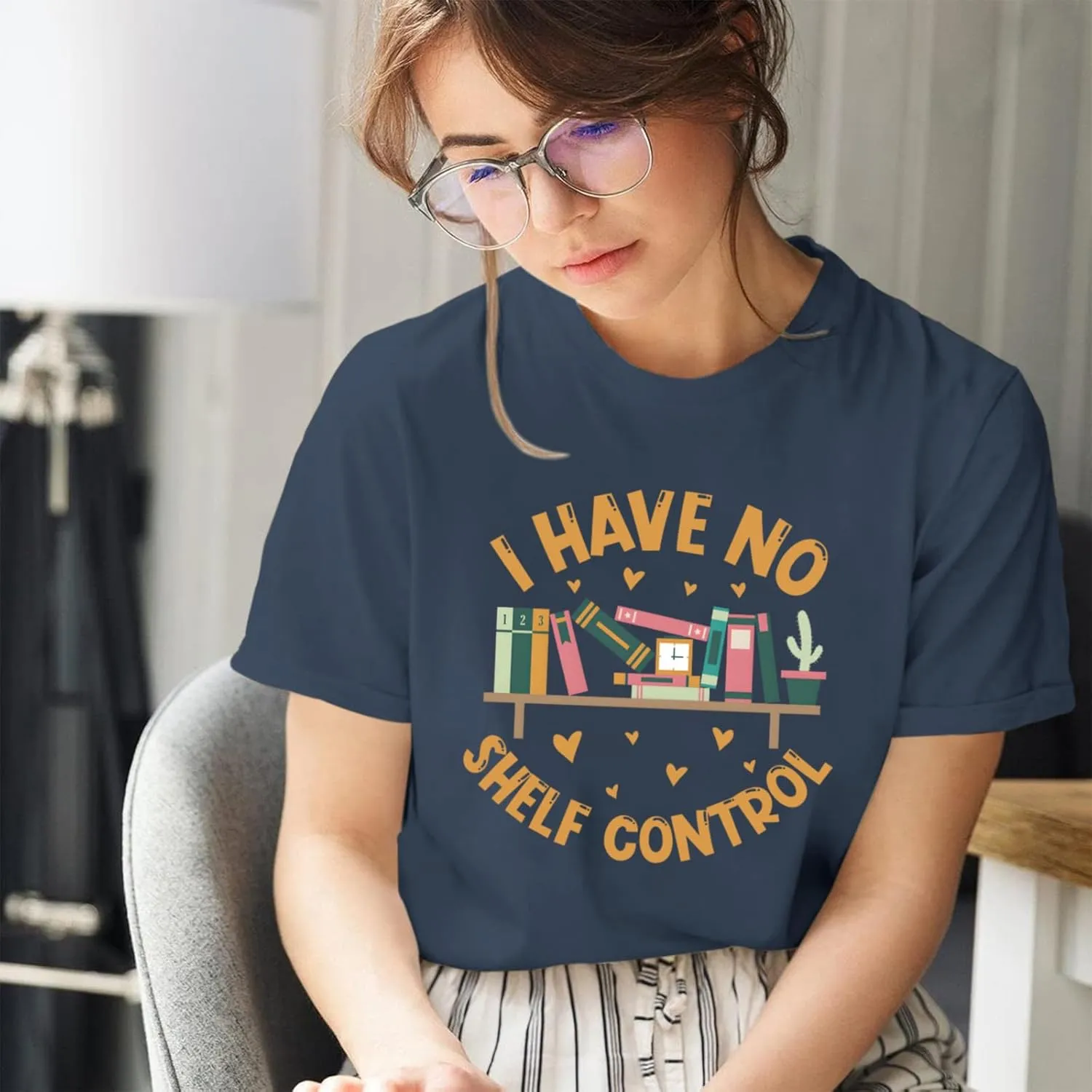 Reading Book Shirts for Women I Have No Shelf Control Graphic Tees Book Lover Bookish Gifts Teacher Tshirts Tops