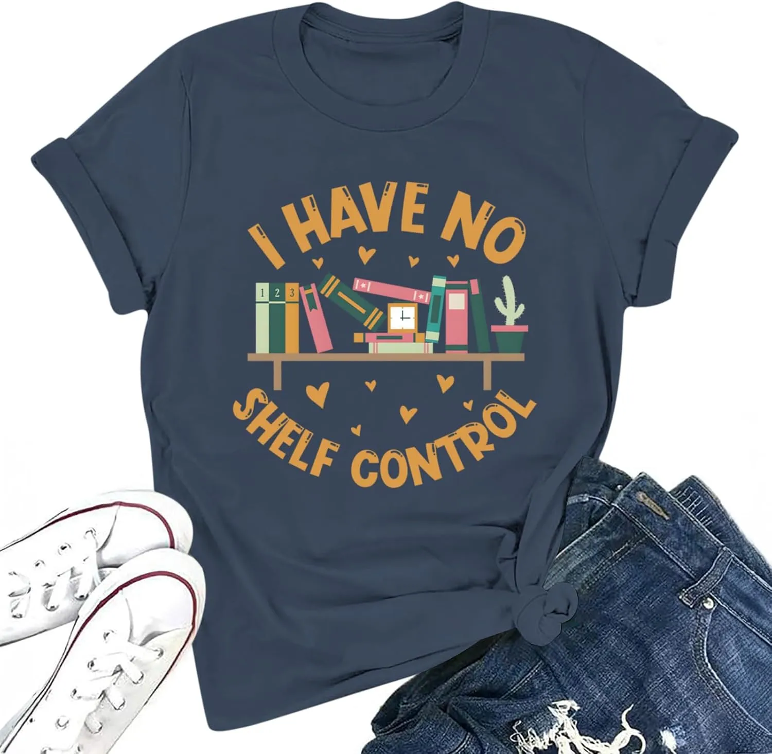 Reading Book Shirts for Women I Have No Shelf Control Graphic Tees Book Lover Bookish Gifts Teacher Tshirts Tops